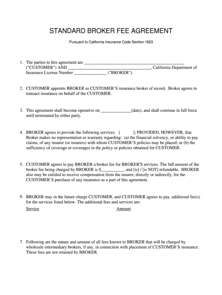 Broker Agreement - Fill Out And Sign Printable Pdf Template | Signnow pertaining to Real Estate Broker Fee Agreement Template
