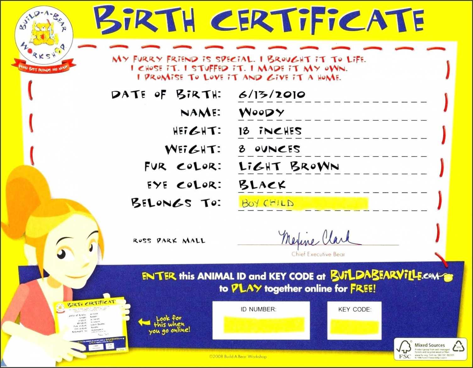 Build A Bear Birth Certificate Template 6 Best Templates inside Build A Bear Birth Certificate Template