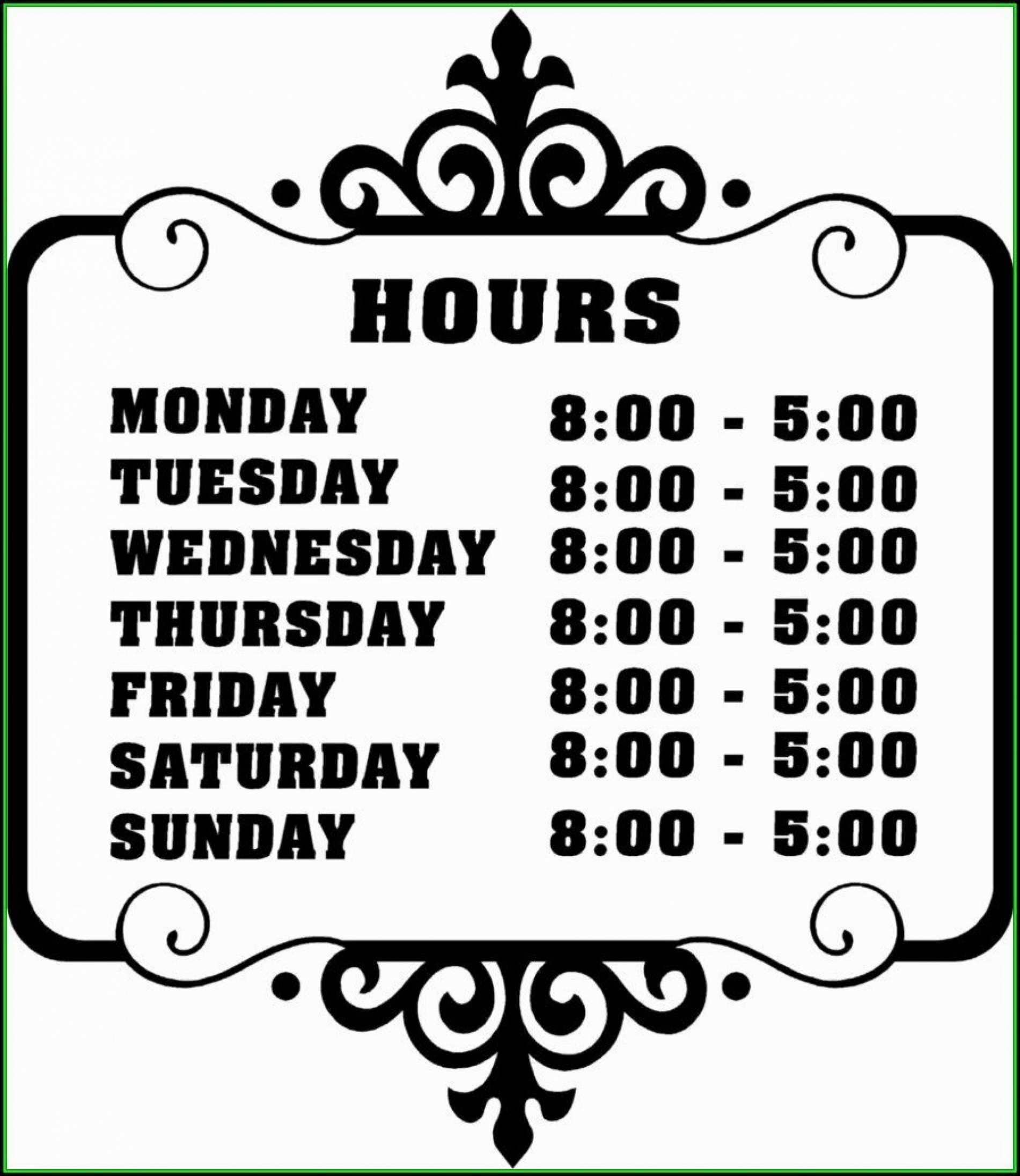 Office Hours Template Word