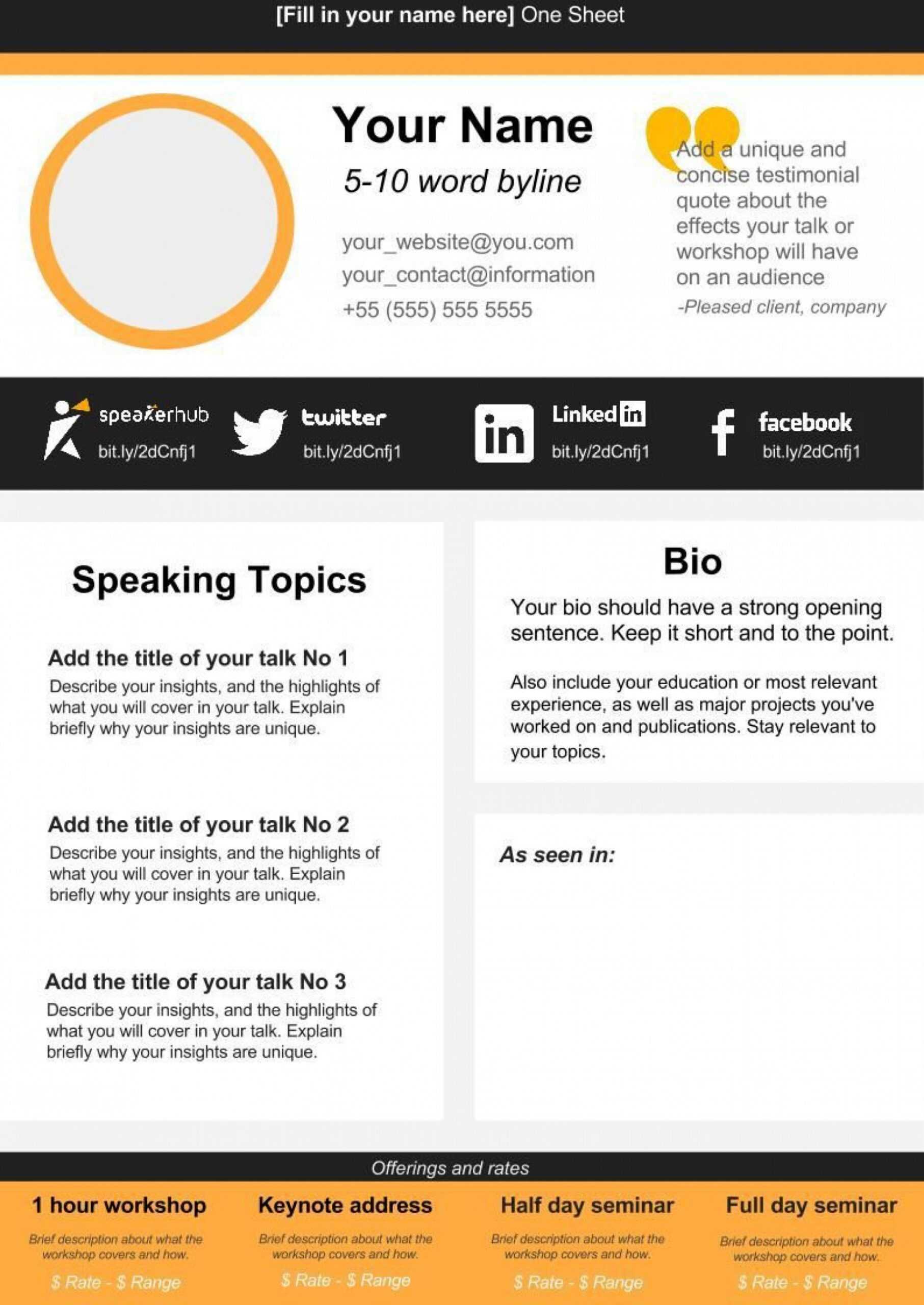 Business One Sheet Template ~ Addictionary regarding Business One Sheet Template