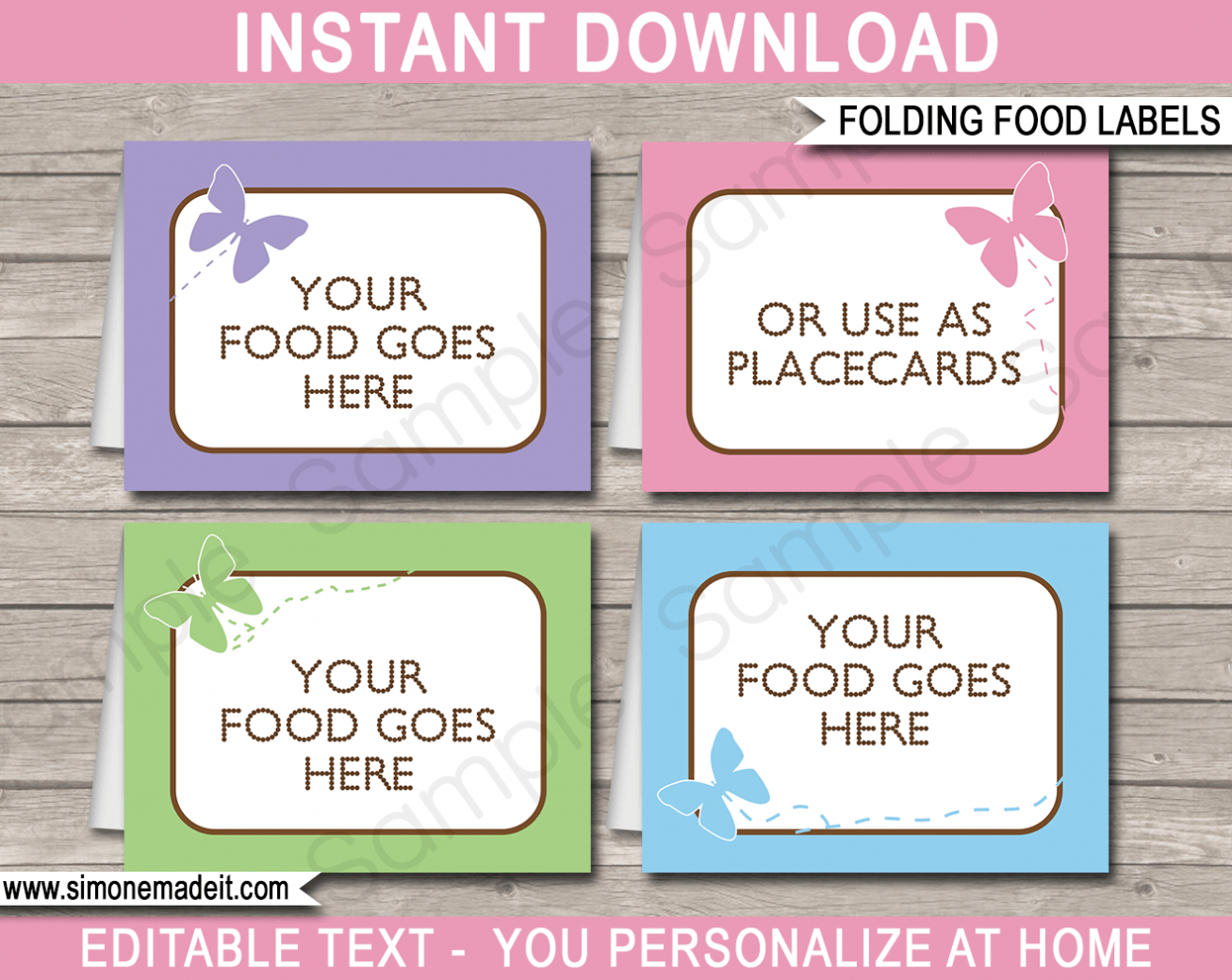 Butterfly Party Food Labels Template for Butterfly Labels Templates