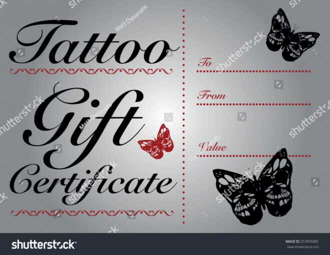 Butterfly Skull Tattoo Gift Card Gift Stock Vector (Royalty in Tattoo Gift Certificate Template