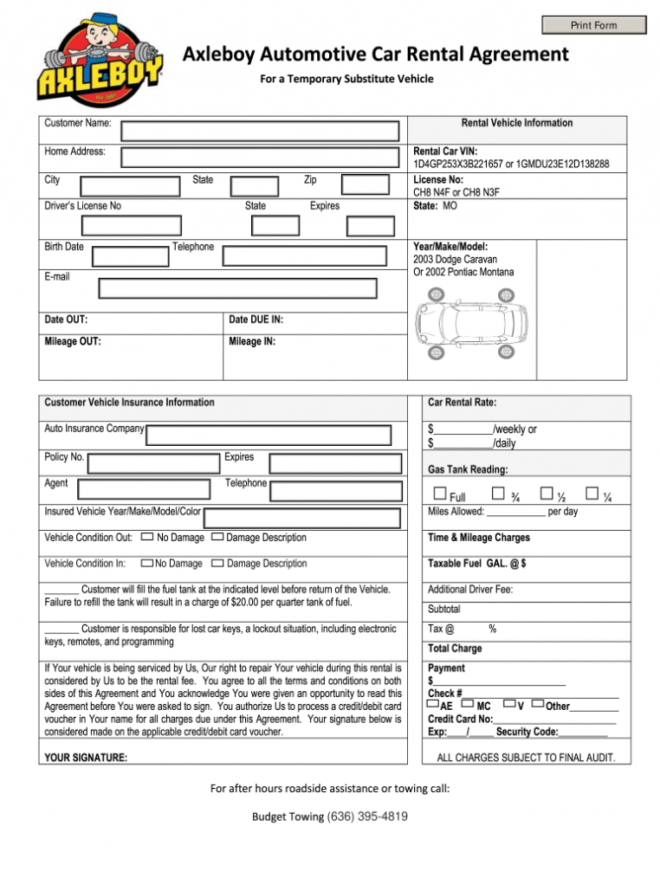 Car Forms - Fill Out And Sign Printable Pdf Template | Signnow regarding Vehicle Rental Agreement Template