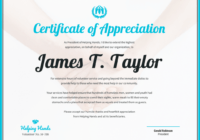 Certificate Of Appreciation for Certificates Of Appreciation Template