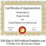Certificate Of Appreciation intended for Certificate Of Appreciation Template Free Printable