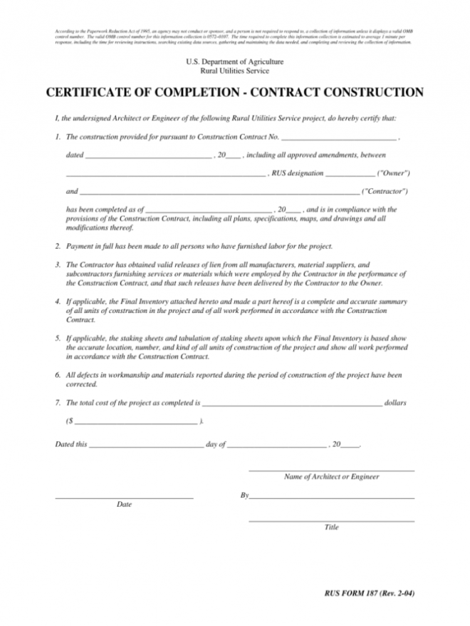 Certificate Of Completion Construction - Fill Out And Sign Printable Pdf  Template | Signnow throughout Certificate Of Completion Template Construction