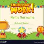 Certificate Template For Excellent Work Royalty Free Vector throughout Good Job Certificate Template