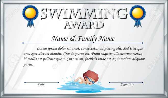 Certificate Template For Swimming Award Illustration in Swimming Award Certificate Template