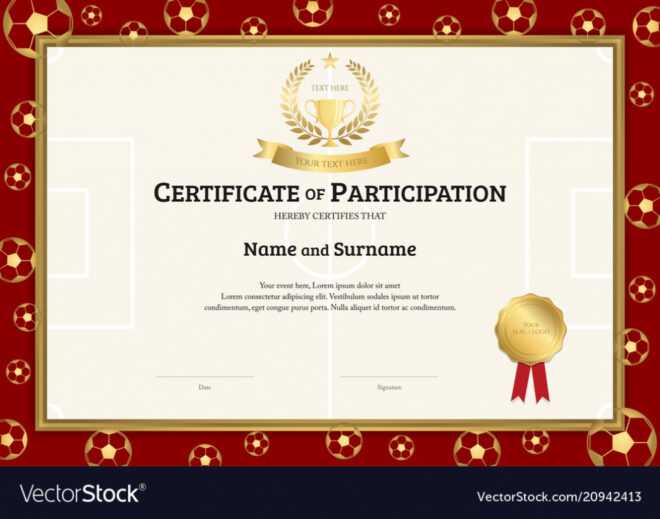 Certificate Template In Football Sport Theme Vector Image pertaining to Football Certificate Template