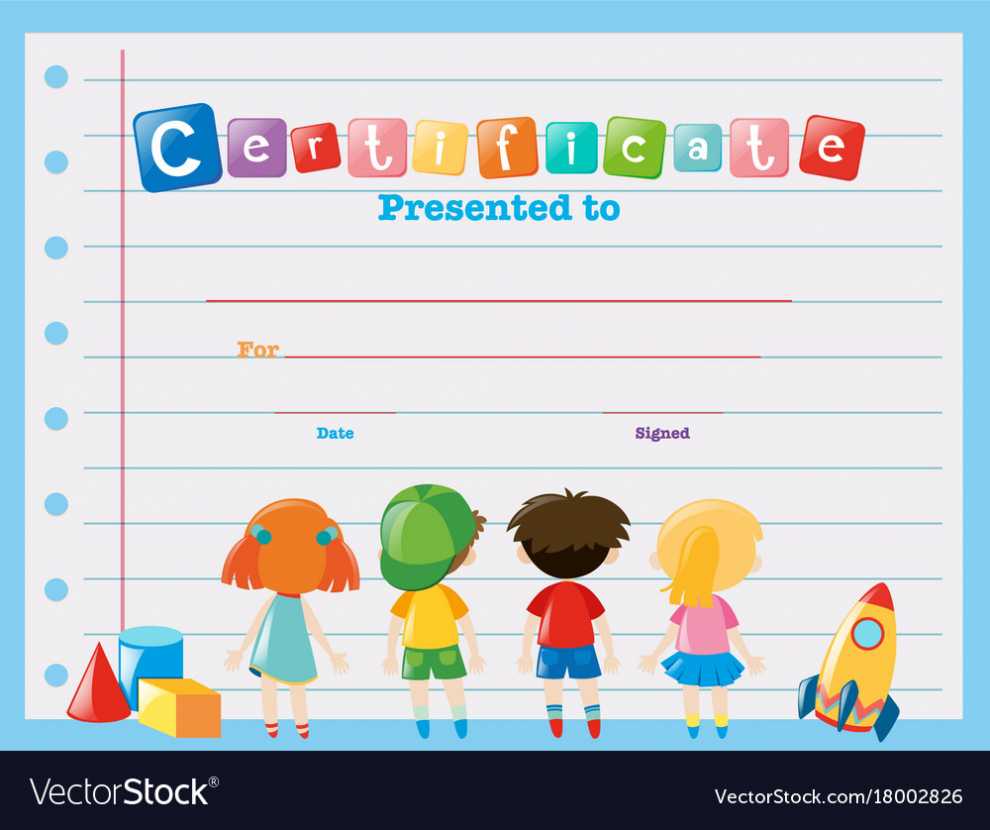 Certificate Template With Children Royalty Free Vector Image inside Children'S Certificate Template