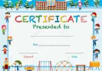 Certificate Template With Kids In Winter At School Illustration for Free School Certificate Templates