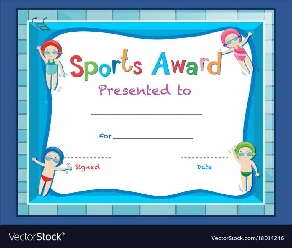 Certificate Template With Kids Swimming Royalty Free Vector throughout Swimming Certificate Templates Free
