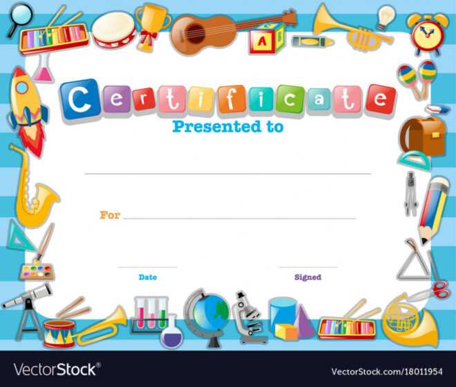 Certificate Template With School Items Royalty Free Vector intended for School Certificate Templates Free