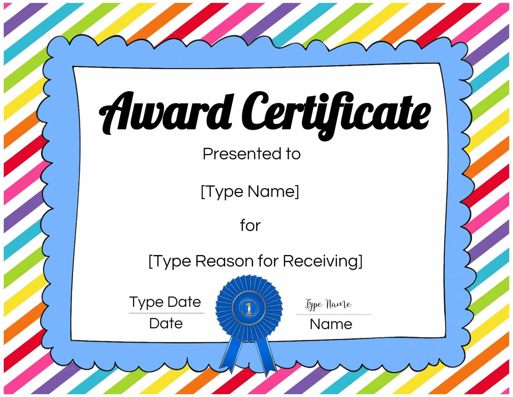Certificates For Kids pertaining to Certificate Of Achievement Template For Kids
