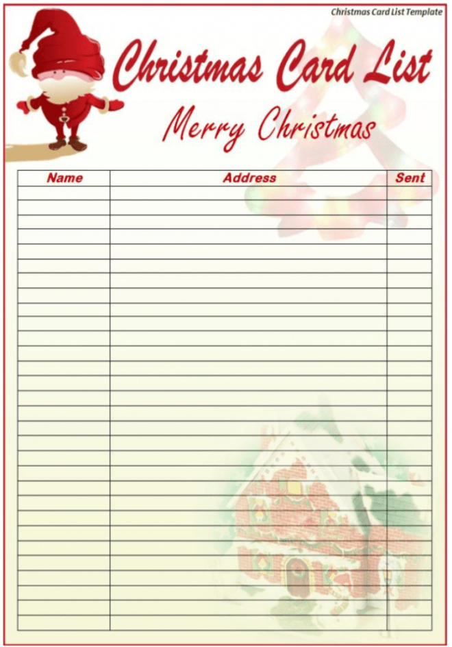 Christmas Card List Template – Excel Word Templates inside Christmas Card List Template