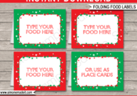 Christmas Party Food Labels Template – Red &amp; Green throughout Food Label Template For Party