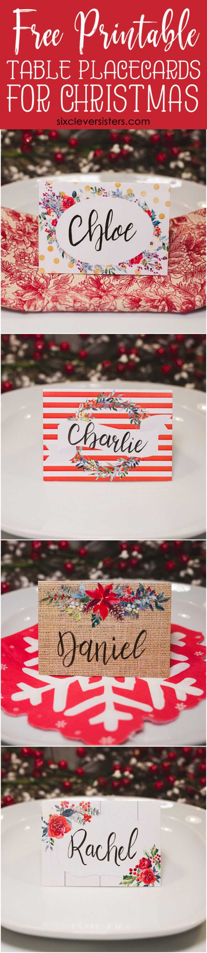 Christmas Table Place Cards { Free Printable} - Six Clever with Christmas Table Place Cards Template