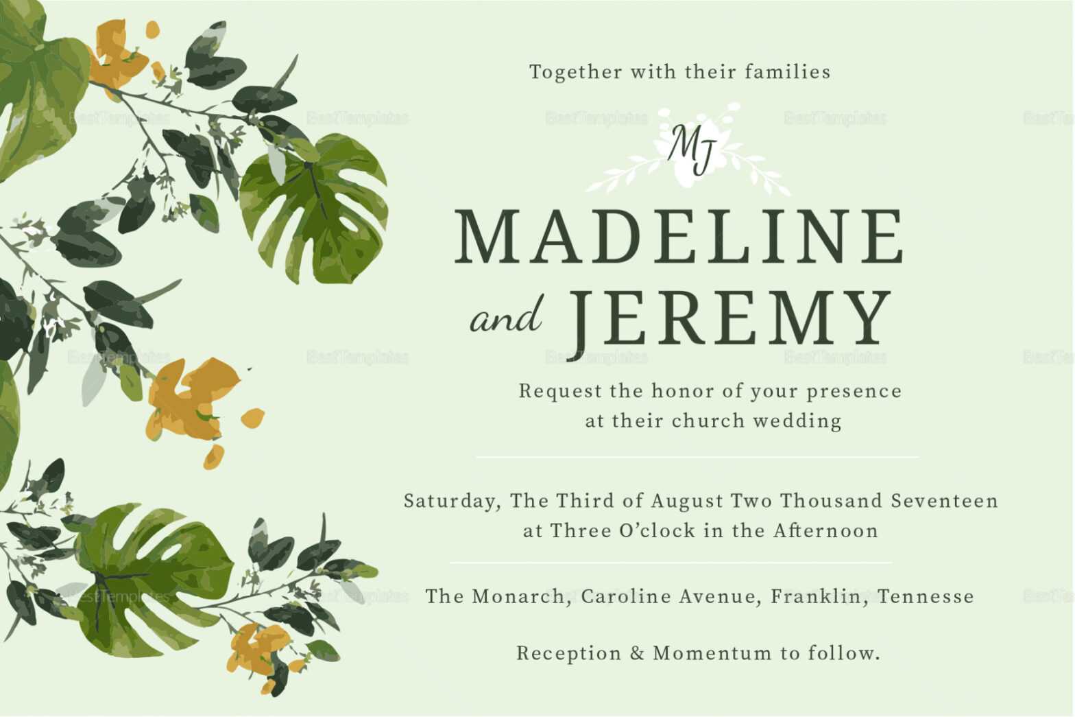 Church Wedding Invitation Design Template In Psd, Word pertaining to Church Wedding Invitation Card Template