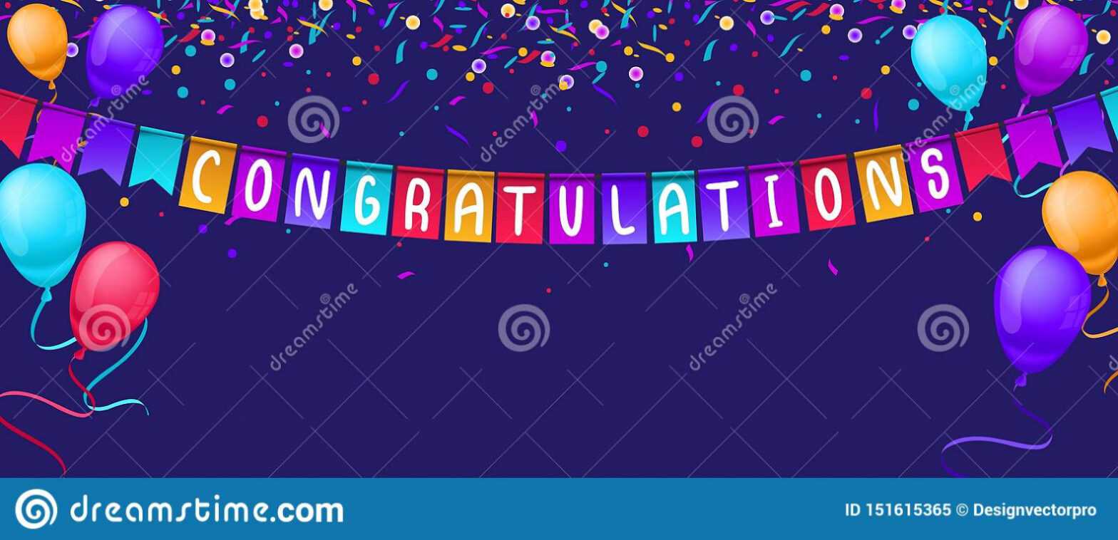 Congratulations Banner Template With Balloons And Confetti throughout Congratulations Banner Template