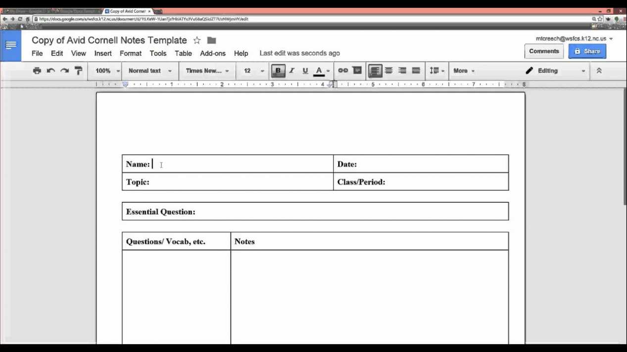 Cornell Notes Using Templates Feature with regard to Cornell Notes Template Google Docs