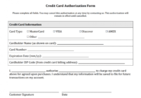 Credit Card Authorization Form Templates [Download] for Authorization To Charge Credit Card Template