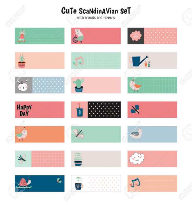 Cute Scandinavian Set Of Greeting Cards, Gift Tags, Stickers.. within Pretty Label Templates