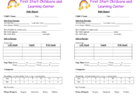 Daycare Infant Daily Report Template - Professional Plan for Daycare Infant Daily Report Template