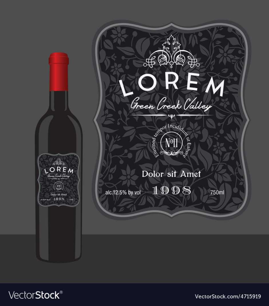 Decorative Wine Bottle Label Template Royalty Free Vector throughout Template For Wine Bottle Labels