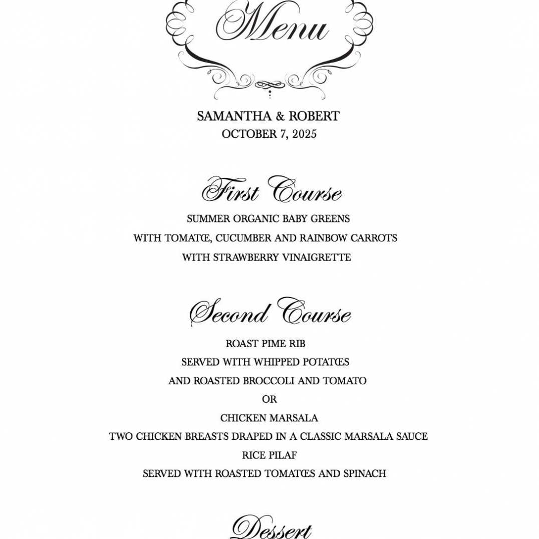  Free Printable Menu Templates For Wedding 