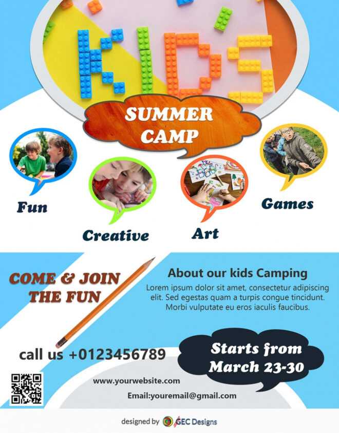 Download Free Kids Summer Camp Flyer Design Templates with regard to Summer Camp Brochure Template Free Download