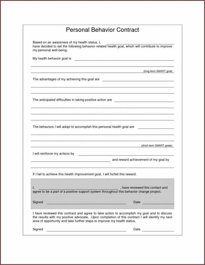 √ Free Editable Behavior Contract Template For Adults for Good Behavior Contract Templates