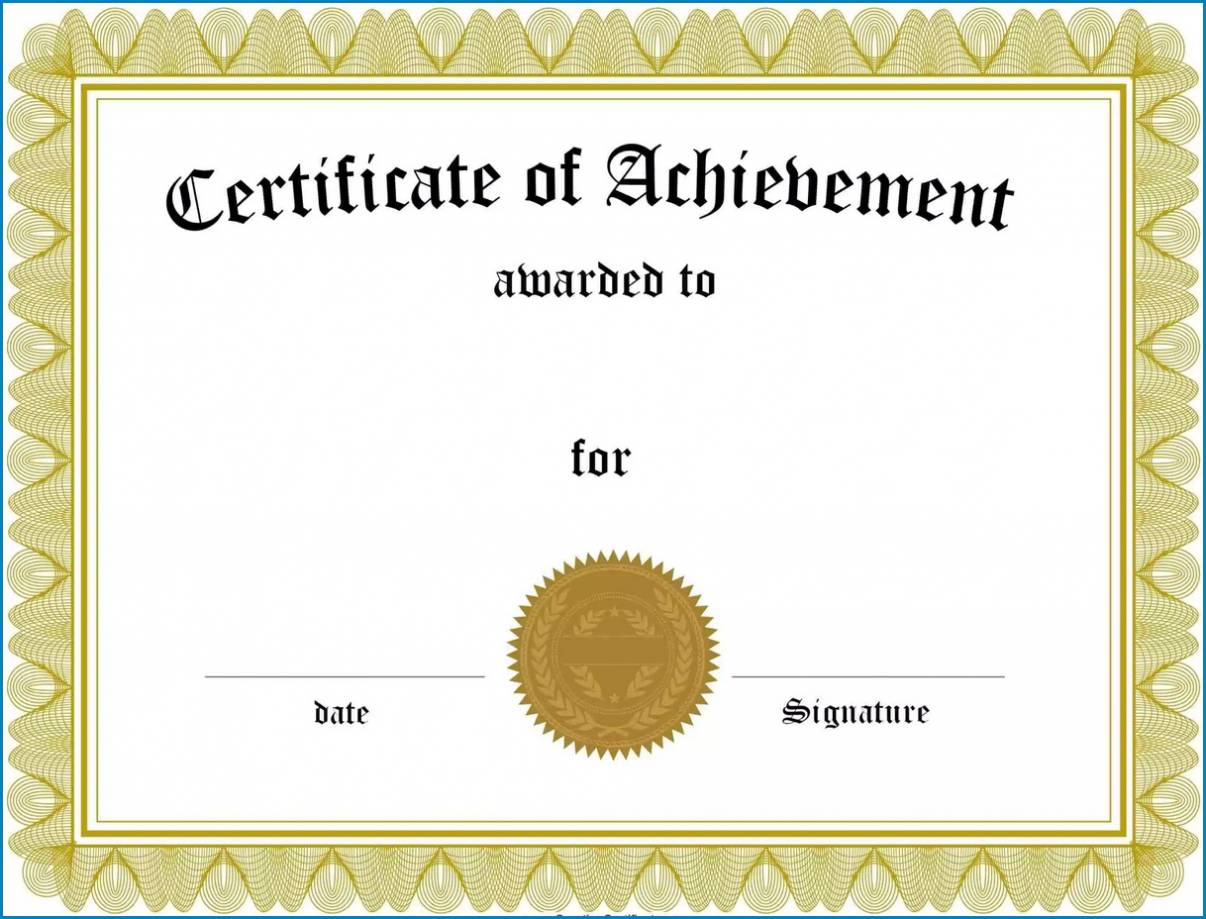√ Free Printable Certificate Of Achievement Template with Certificate Of Achievement Template Word