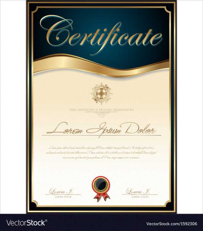 Elegant Blue Certificate Template Royalty Free Vector Image within High Resolution Certificate Template