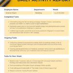 Employee Daily Activity Report Template regarding Company Progress Report Template