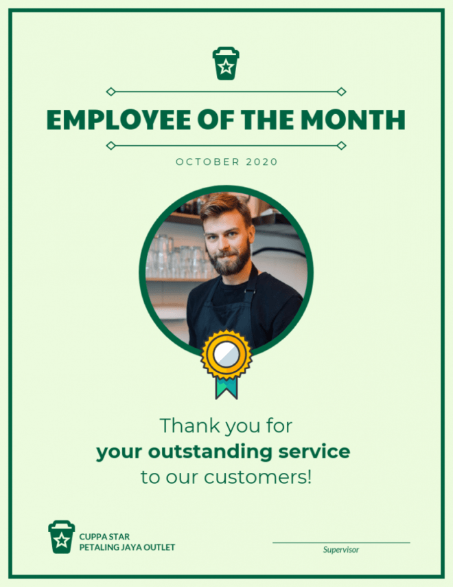Employee Of The Month Certificate Template with Employee Of The Month Certificate Template