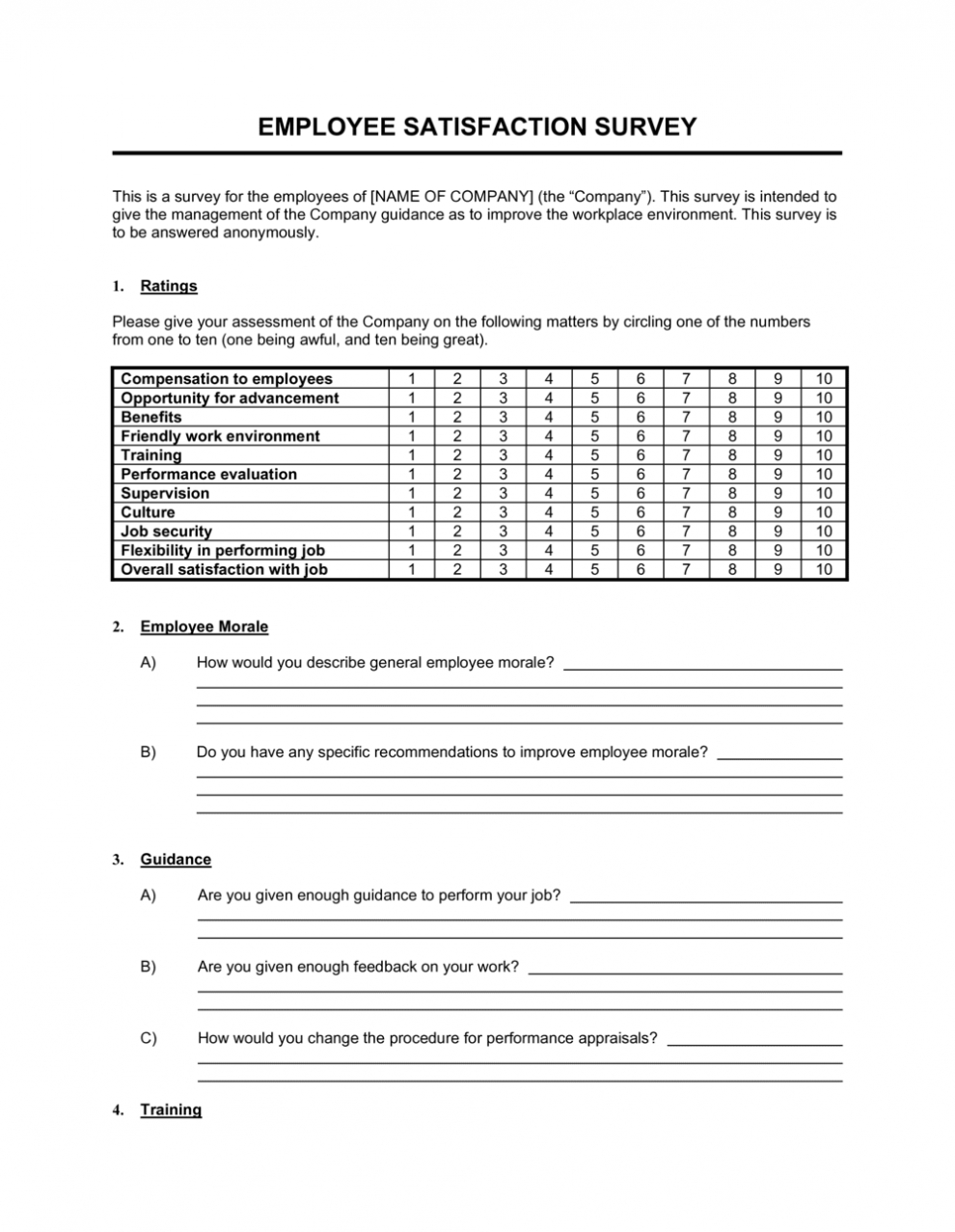 Employee Satisfaction Survey Template | By Business-In-A-Box™ for Employee Satisfaction Survey Template Word