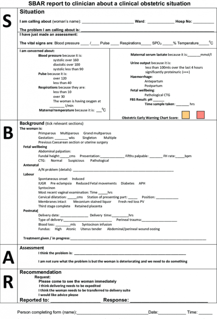 Nursing Handoff Report Template