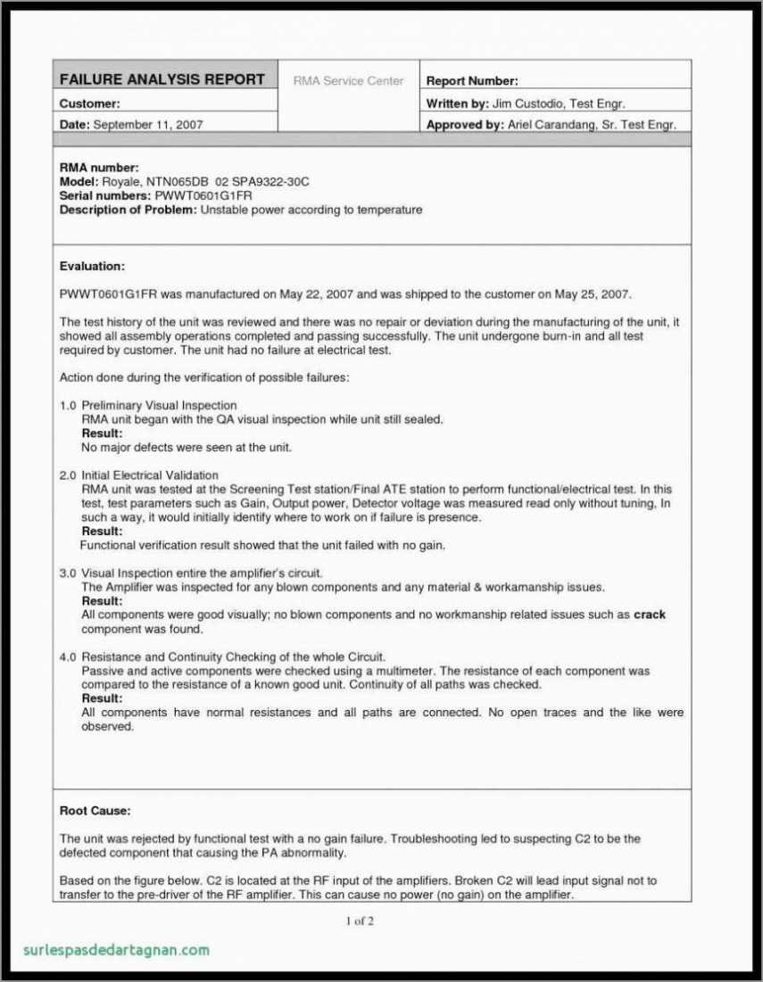 Failure Analysis Report Template - Professional Plan Templates pertaining to Failure Analysis Report Template