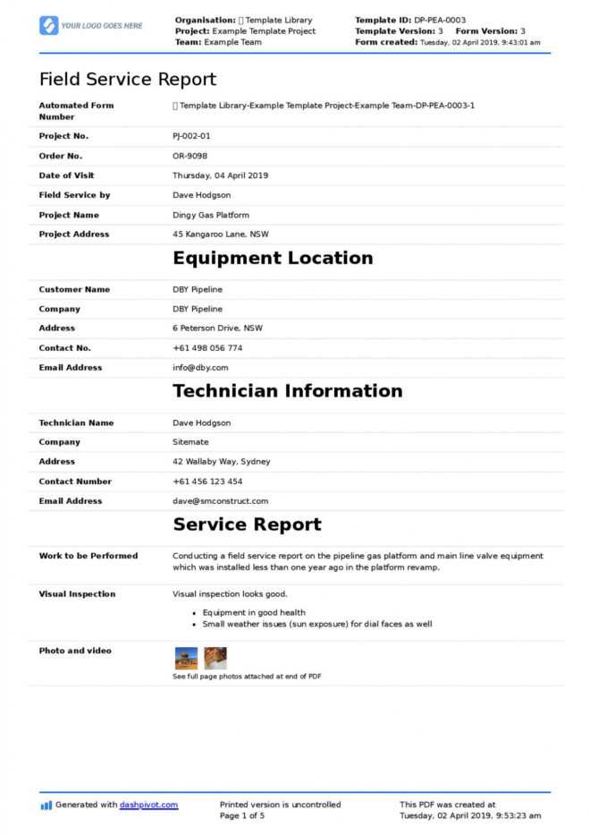 Field Service Report Template (Better Format Than Word regarding Field Report Template