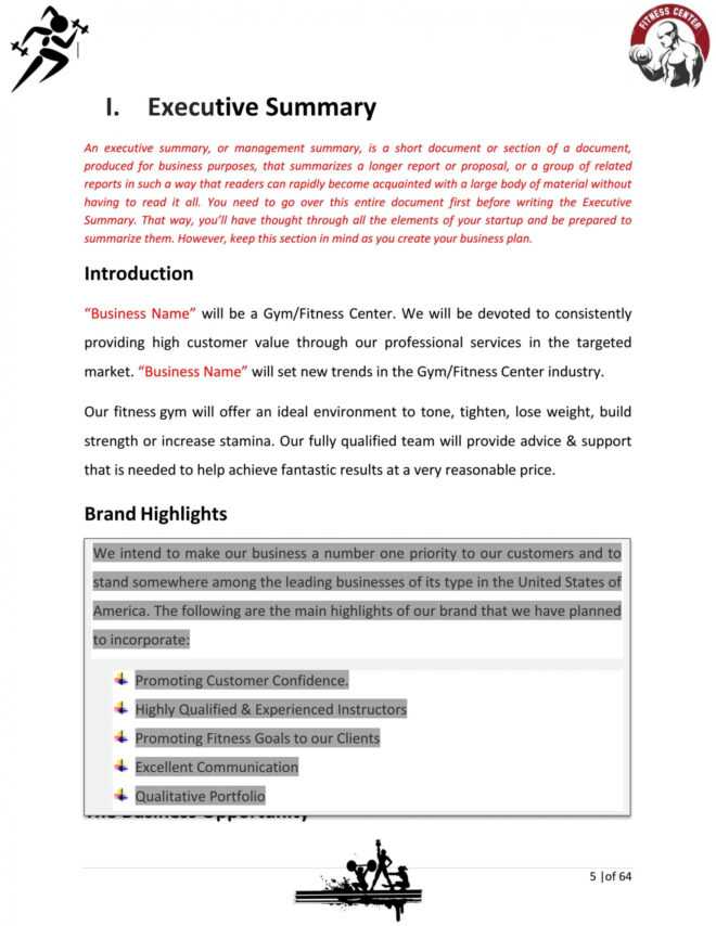 Fitness Gym Business Plan Template Sample Pages – Black Box throughout Business Plan Template For Gym