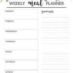 Floral Free Printable Meal Planner Template | Paper Trail Design with Blank Dinner Menu Template