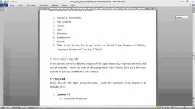 Focus Group Report Template in Focus Group Discussion Report Template
