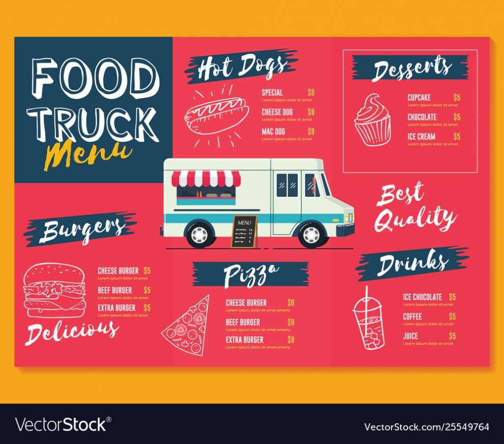 Food Truck Menu Template Fast Food Brochure Menu Vector Image pertaining to Food Truck Menu Template