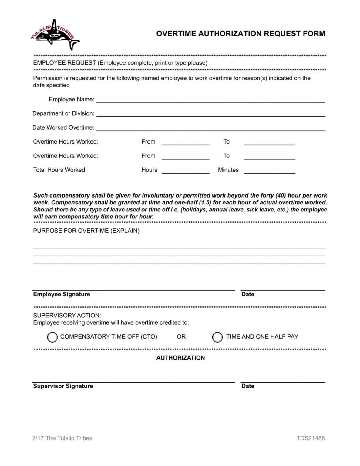 Overtime Agreement Template