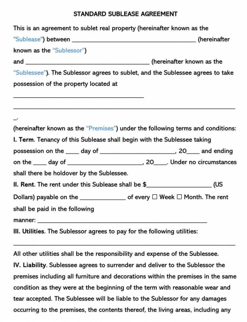 Free Commercial Sublease Agreement Templates (By State) with regard to Free Commercial Sublease Agreement Template