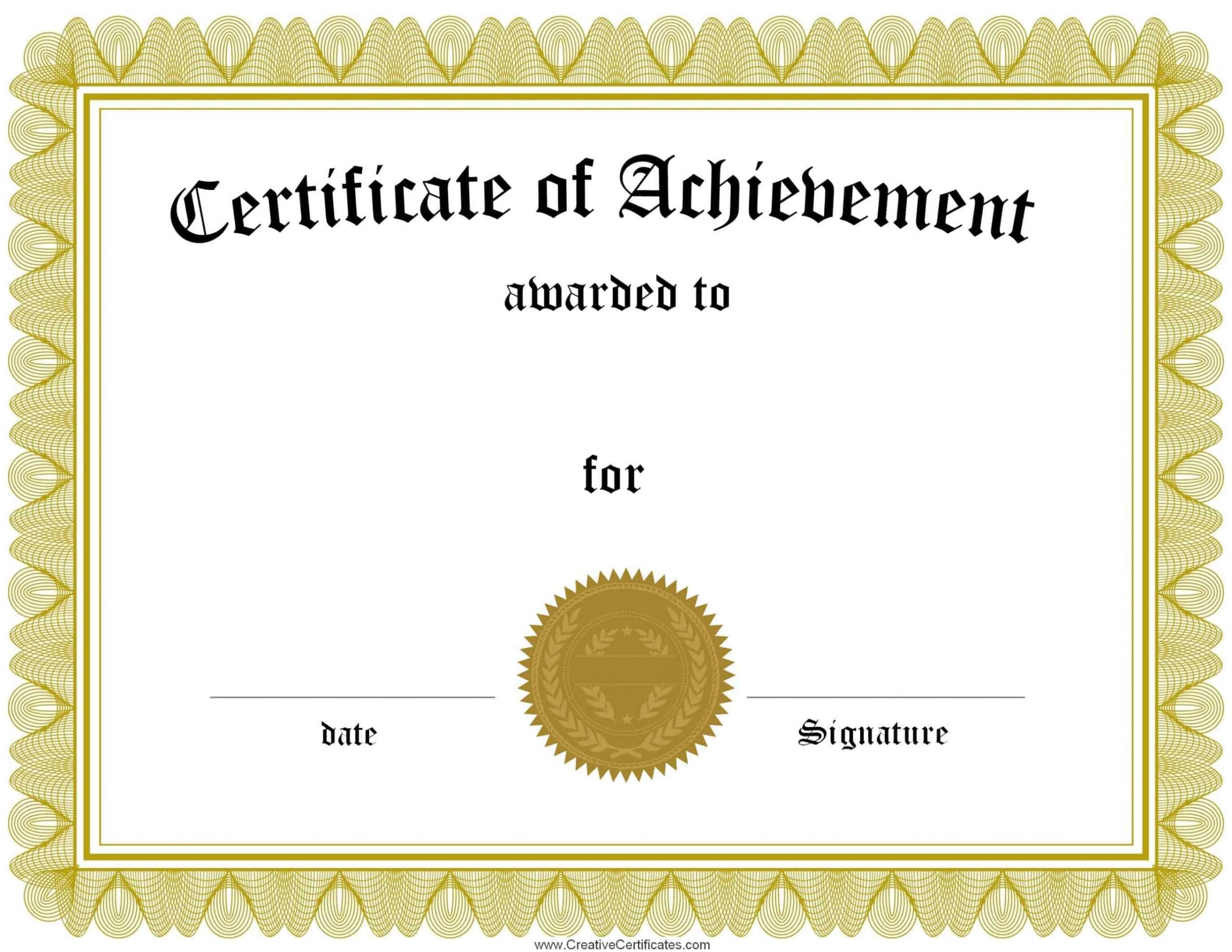 Free Customizable Certificate Of Achievement within Certificate Of Accomplishment Template Free