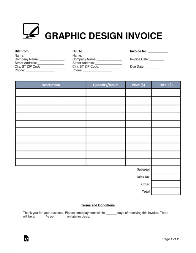 Free Graphic Design Invoice Template - Word | Pdf | Eforms intended for Graphic Design Invoice Template Pdf