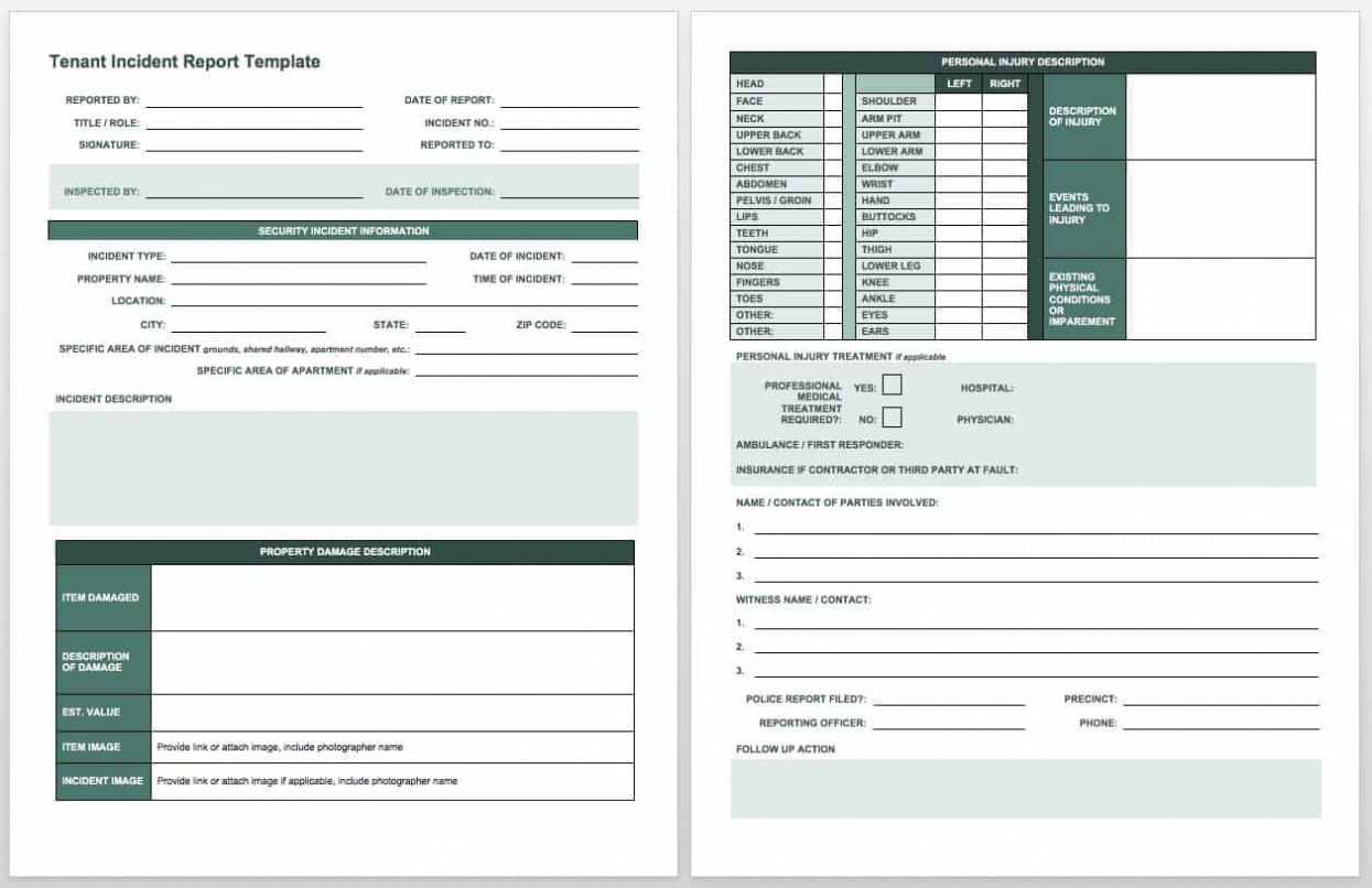 Incident Report Book Template