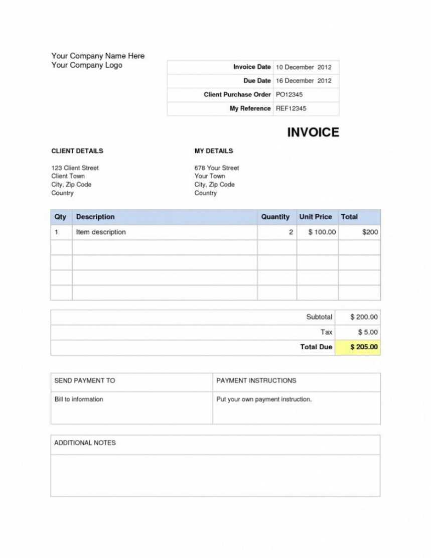 Free Invoice Template For Word ~ Addictionary inside Invoice Template Word 2010