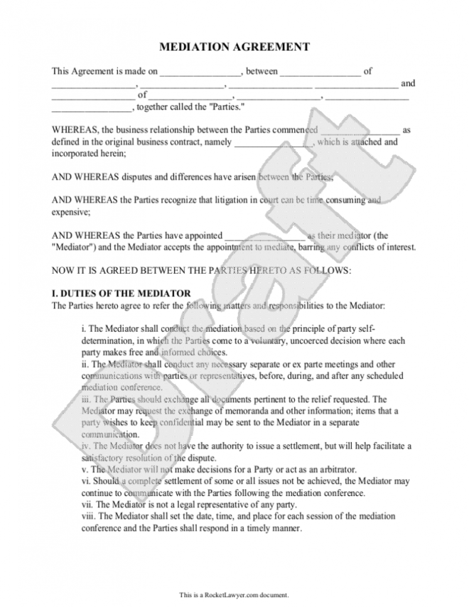 Free Mediation Agreement | Free To Print, Save &amp; Download in Family Mediation Agreement Template